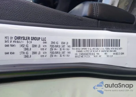 2014 Dodge Durango Limited z USA, uszkodzony, nr VIN 1C4RDHDG6EC551816